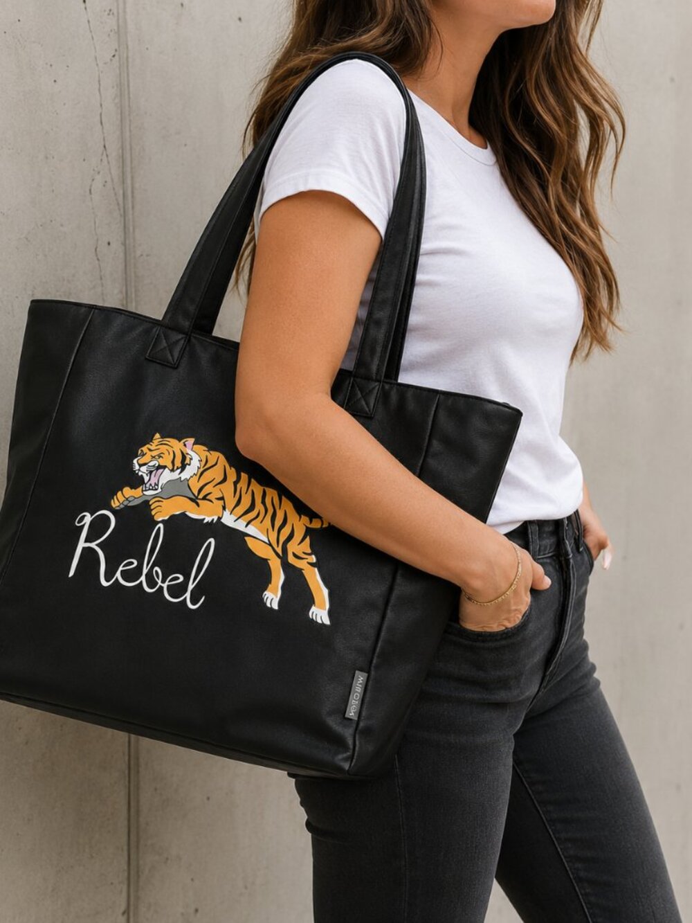 NWT Wildfox Rebel Tiger Black Large Zip Tote Bag